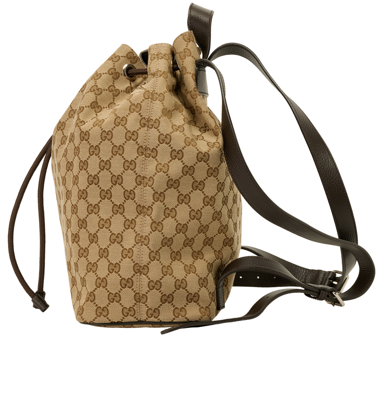GG Drawstring Backpack, &pound;495, Handbags, Beige/Brown, Canvas, Bottom view